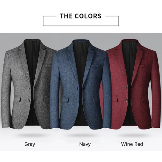 BROWON Brand Business Casual Jackets for Men Spring and Autumn Solid Color Turn-Down Collar Suits Blazer 2026 Wedding Blazer Men
