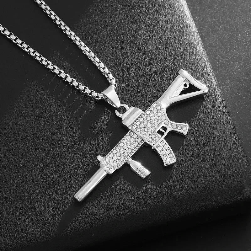 Ice Out Zircon Polite Gesture Middle Finger Necklace Men Women Punk Hip Hop Rap Rock Party Jewelry Gift