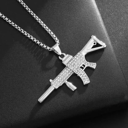 Ice Out Zircon Polite Gesture Middle Finger Necklace Men Women Punk Hip Hop Rap Rock Party Jewelry Gift
