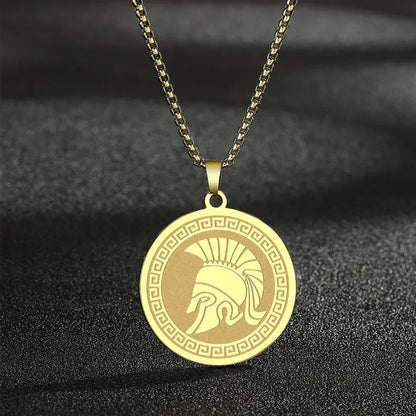 Mens Ancient Greek God Spartan Warrior Pendant Gladiator Necklace Women Mythology Spartan Helmet Charm Neck Chain Amulet Jewelry