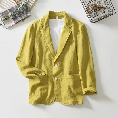 70% Linen 30% Cotton Breathable Men's Blazer Suit Jacket For Men Black Coat For Summer Business Lightweight Male Clothes 2026