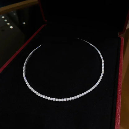 New S925 Sterling Silver Hip Hop Full CZ Choker Chain Necklace For Women Luxury Cubic AAA Zircon Short Accessories Fine Jewelry
