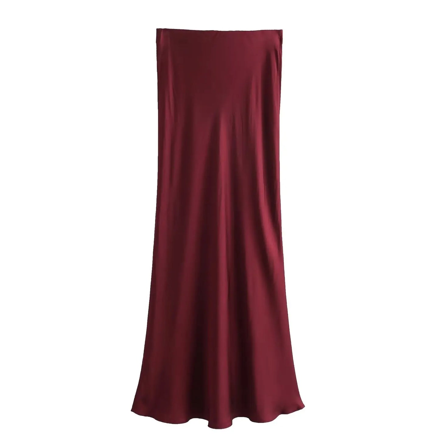 2026 New Women's European And American Style Fashion Silk Satin Texture High Waist Skirt Street Style Elegant Mid-length Skirt