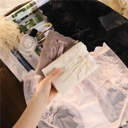 XL-3XL Big Size Women Lace Panties Summer Transparent Hollow Briefs Female  Lingerie Sexy Underwear Breathable Underpants New