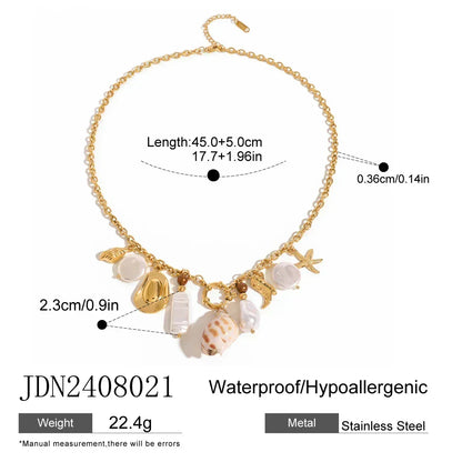Zora Conch Charm Necklace | Bohemian Beach Jewelry -femstylo