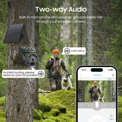 SHIWOJIA 5MP 4G Solar Cameras 4G Sim/WIFI Wireless Outdoor 360° View Animal Monitoring Camouflage Color Solar Battery PTZ Camera