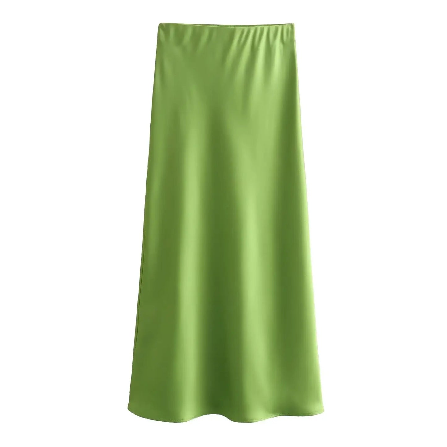 2026 New Women's European And American Style Fashion Silk Satin Texture High Waist Skirt Street Style Elegant Mid-length Skirt