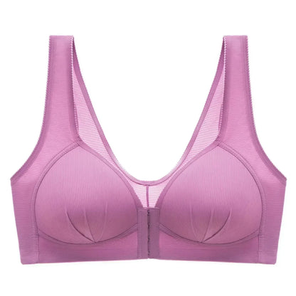 WTEMPO Plus Size Thin Non-steel Ring Front Buckle Cotton Bra Gathered Comfortable Underwear Soft Collection lingerie