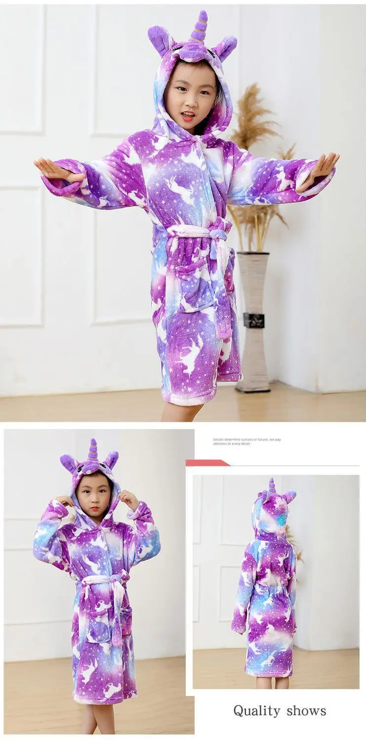 Children Bath Robes Flannel Winter Kids Sleepwear Robe Infant Pijamas Nightgown For Boys Girls Pajamas 1-11 Years Baby Clothes