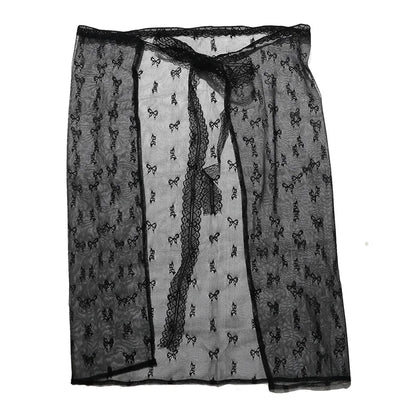 INS Blogger Lace Layered Gauze Skirt Y2k Streetwear Apron Wrap Skirt Lace Up Matching Pants Spicy Girl Stacked Y2k Wrap Skirt
