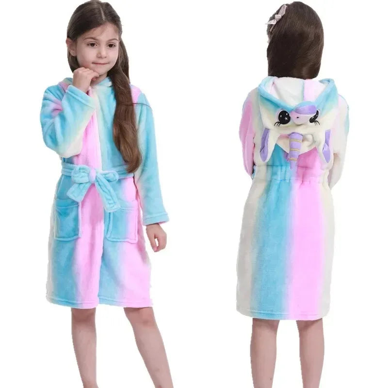 Children Bath Robes Flannel Winter Kids Sleepwear Robe Infant Pijamas Nightgown For Boys Girls Pajamas 1-11 Years Baby Clothes