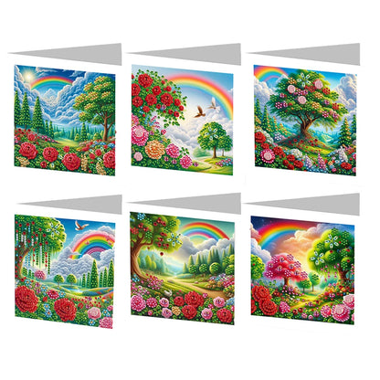 6Pcs DIY Diamond Painting Animal Flower Greeting Card Rinestone Embroidery Arts Craft Cards Kit Birthday Gift for Friend Gift