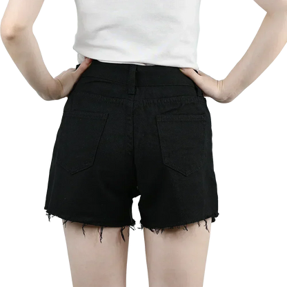3pcs Women's High Waist Denim Shorts 2025 Summer Black Blue White Hot Pants Ripped Jeans Shorts Woman Short Trousers Streetwear