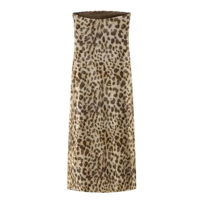 2026 Dress For Women Summer Chic Print Mesh Sleeveless Sexy Side Slit Slim Dresses Wild Beach Resort Style Woman Dress