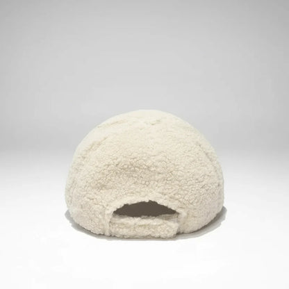 Lamb Wool Baseball Cap — Korean Style Plush Winter Sun Hat for Women