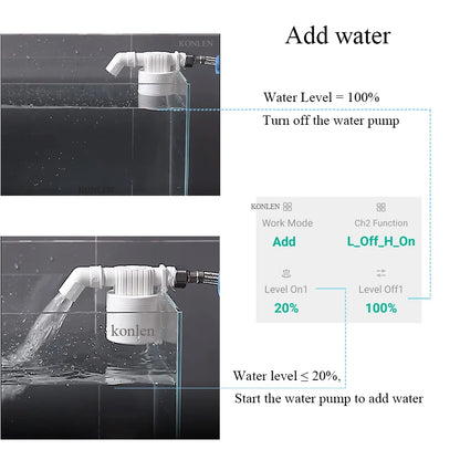 KONLEN Tuya Tank Water Level Sensor Controller Monitor WIFI Automatic Flood Leak Alarm Detector Smart Life Leakage Protection