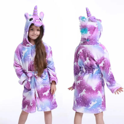 Children Bath Robes Flannel Winter Kids Sleepwear Robe Infant Pijamas Nightgown For Boys Girls Pajamas 1-11 Years Baby Clothes