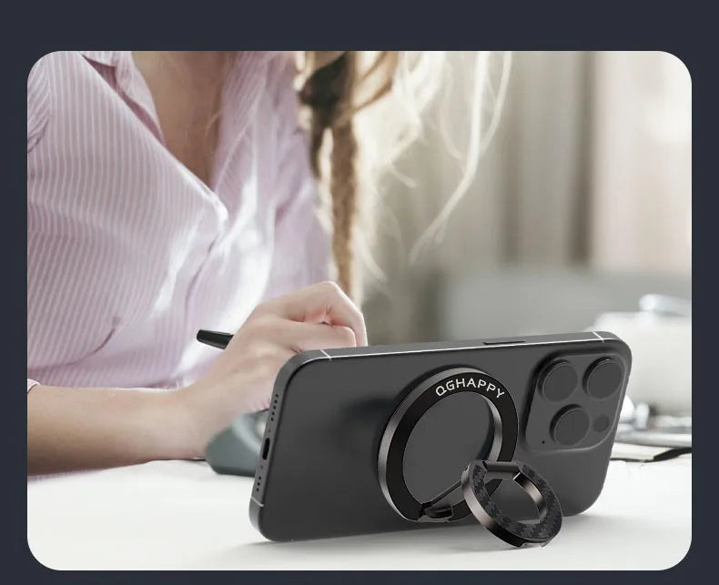For Double-Sided Magnetic Phone Ring Holder for MagSafe Kickstand Magnet Grip for iPhone 16 15 14 For Huawei Xiaomi Stand Holder