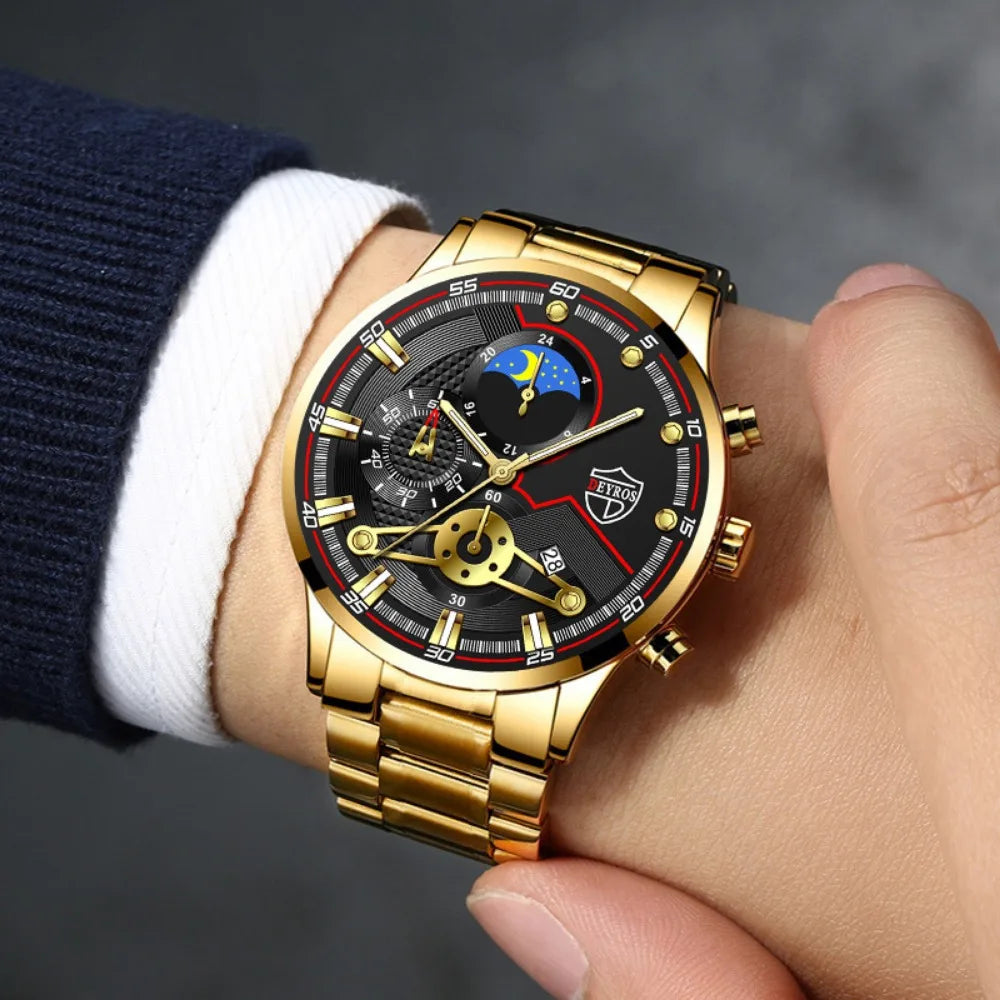 Hot Selling 10 Pcs/set Watches for Men, Watch for Men, Alloy Strap Wrist Watch for Men, Outdoor Style Watch for Men