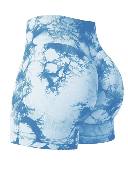 2024 Summer New 16 Color Sexy Tie Dye Shorts Woman Fitness Seamless Butt Lifting Shorts One Pieces Activewear Running Outdoors