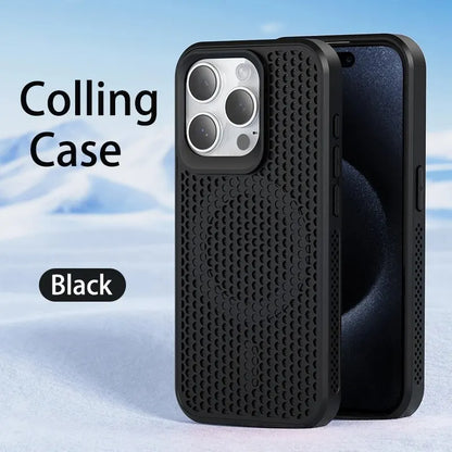 Cooling Heat Dissipation Magsafe Magnetic Phone Case For iPhone 16 14 15 13 12 11 Pro Max Plus Breathable Grid Hard Back Cover