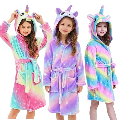 Children Bath Robes Flannel Winter Kids Sleepwear Robe Infant Pijamas Nightgown For Boys Girls Pajamas 1-11 Years Baby Clothes
