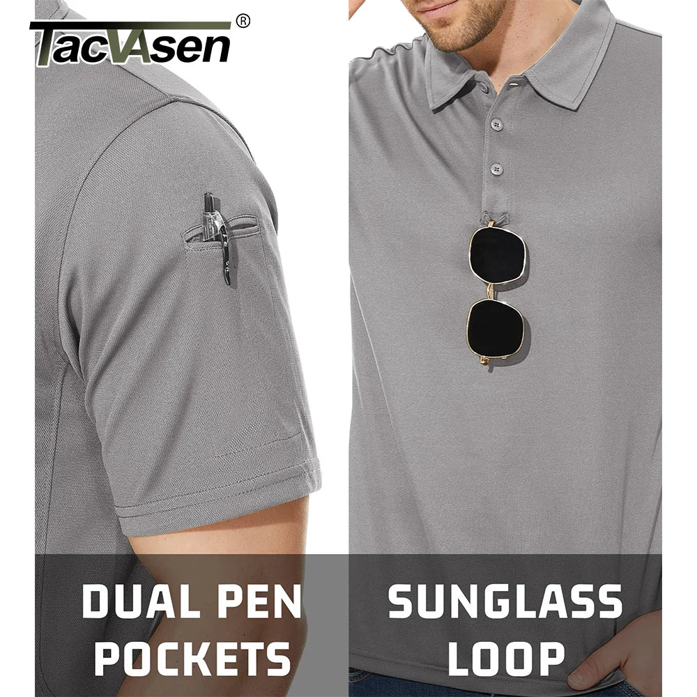 TACVASEN Summer Polo Tee Shirts Men's Short Sleeve Quick Dry T-shirt Breathable Work Shirt Fishing Hiking Golf Polos Top Man