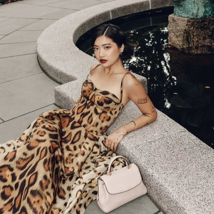 Leopard Print Sleeveless Sling Dress For Women Fashion Chic Backless A Line Dresses 2026 Elegant Female High Street Vestidos