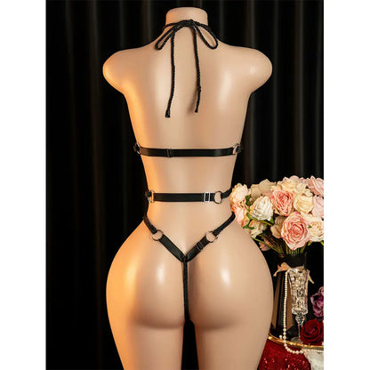 Crotchless Teddy Sexy Underwear Women Hollow Lingerie Transparent SM Bondage Rope Erotic Bodysuits Adult Fishnet Bodystockings