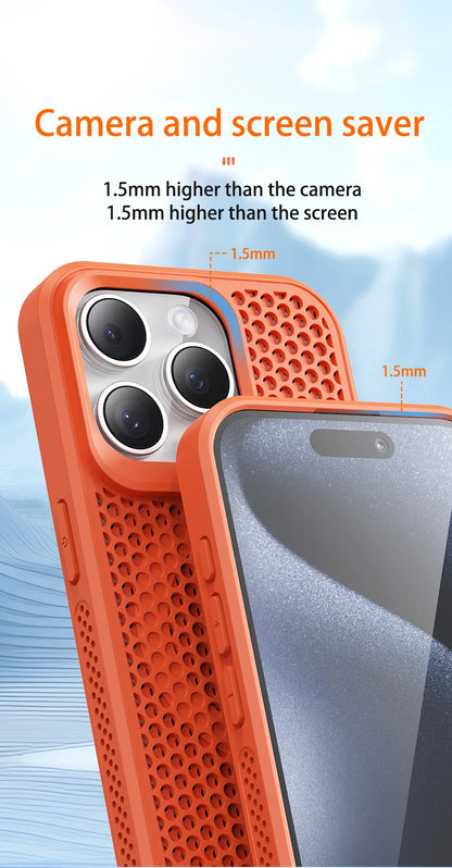 Cooling Heat Dissipation Magsafe Magnetic Phone Case For iPhone 16 14 15 13 12 11 Pro Max Plus Breathable Grid Hard Back Cover