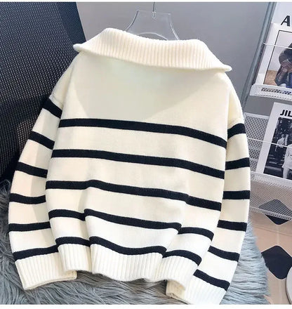 Sweater pullover women Spring and Autumn underwear 2026 New zipper stripe underlay short style popular premium sweater female