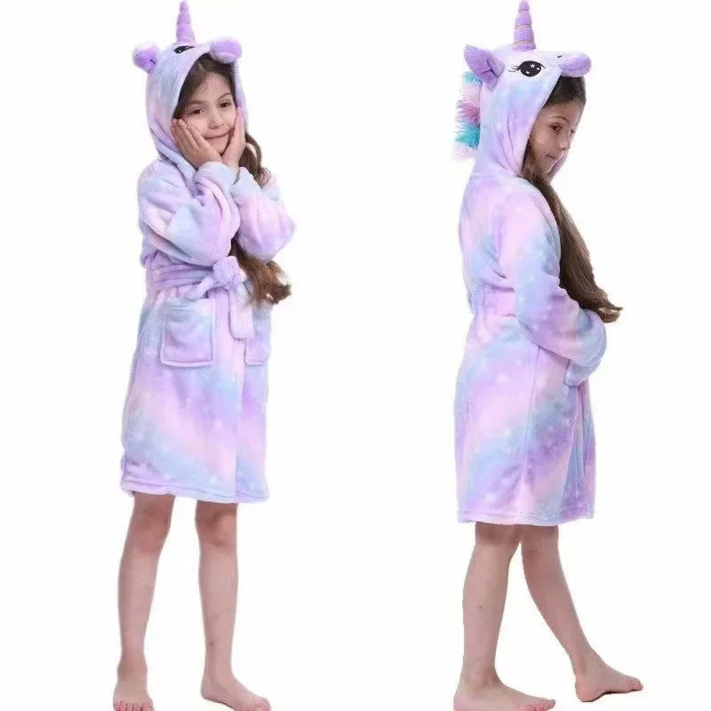 Children Bath Robes Flannel Winter Kids Sleepwear Robe Infant Pijamas Nightgown For Boys Girls Pajamas 1-11 Years Baby Clothes