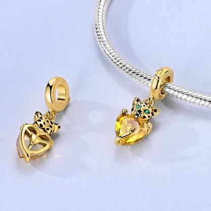 Golden Sunflower Leopard Poodle Charms Beads Fit Bracelet Nacklace Jewelry DIY Gifts For Women