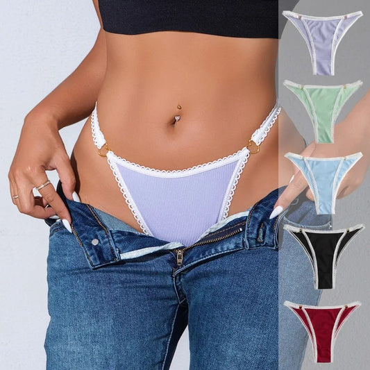1Pcs Women's Sensual Lace Panties Sheer Thin Straps Briefs Low-Rise Adjustable Underwear Breathable Comfortable Female Lingerie