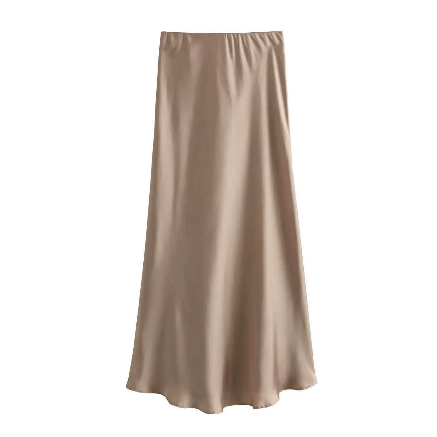2026 New Women's European And American Style Fashion Silk Satin Texture High Waist Skirt Street Style Elegant Mid-length Skirt