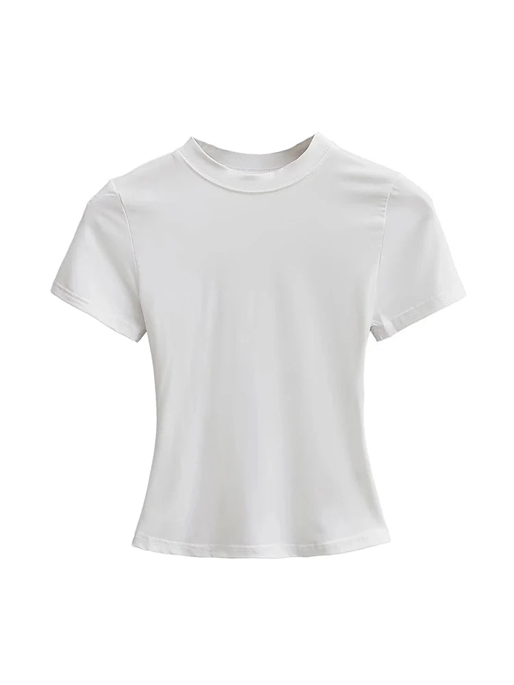 Slim Fit Solid Color Women's Casual T-shirt Short Sleeve Fashion Trend Y2K Top High Quality 2026 New Arrival
