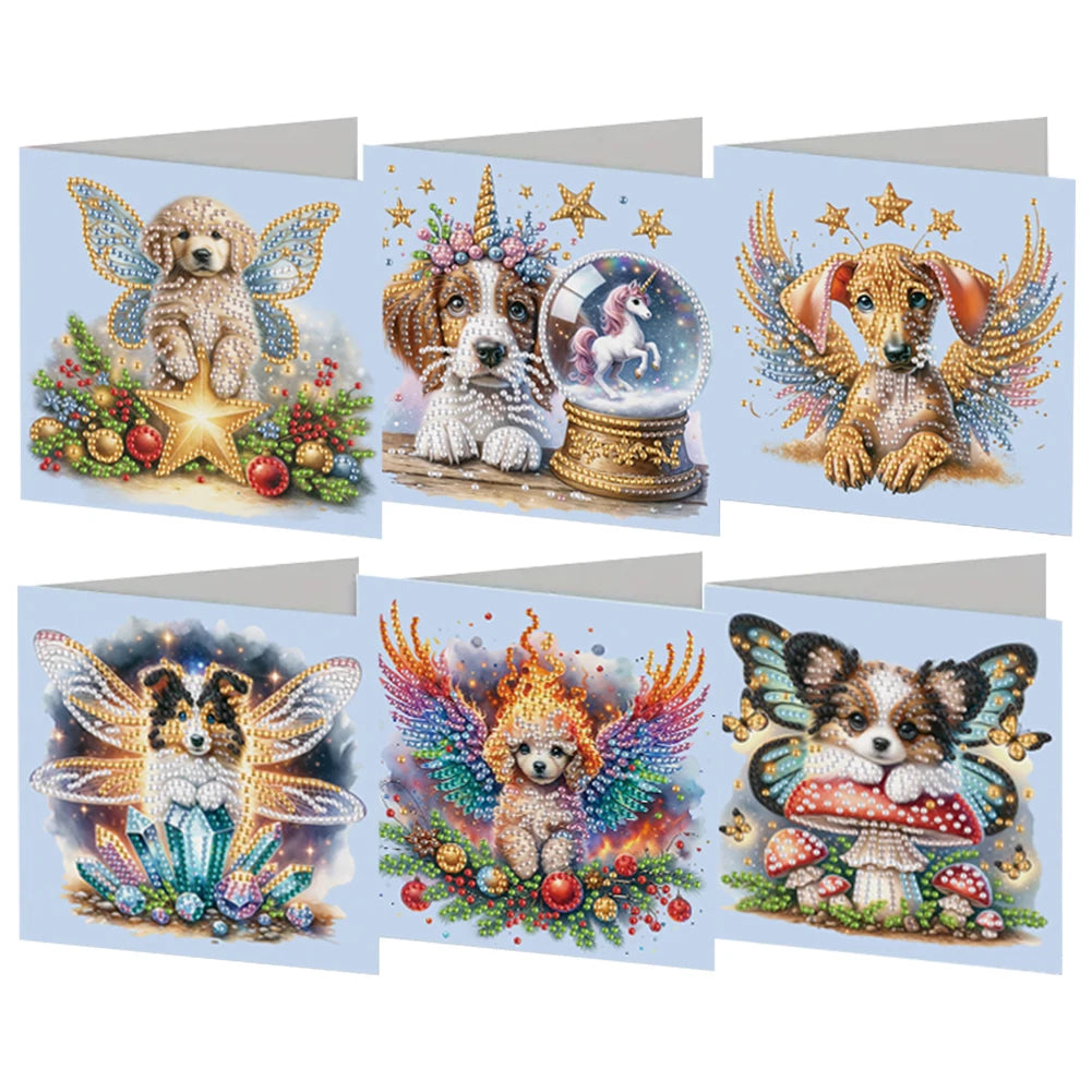 6Pcs DIY Diamond Painting Animal Flower Greeting Card Rinestone Embroidery Arts Craft Cards Kit Birthday Gift for Friend Gift