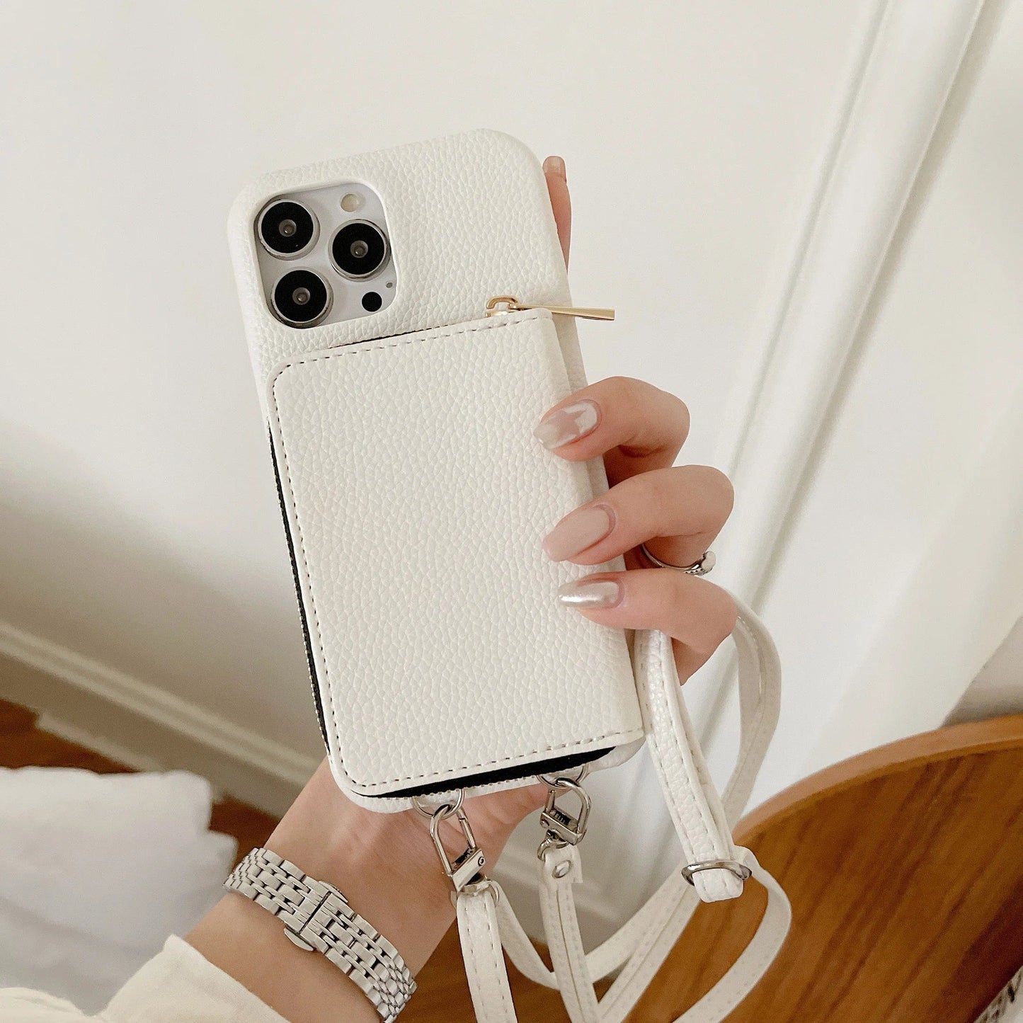 Luxury Crossbody Wallet Leather iPhone Case