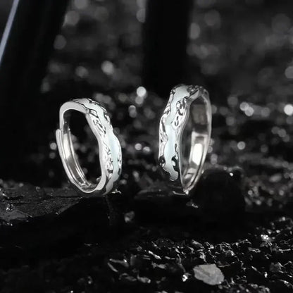 New Enamel Luminous Adjustable Finger Ring Vintage Luxury Love Couples Rings Glow In Dark Y2K Jewelry Valentine's Day Gifts