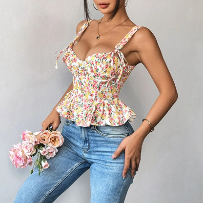 Phantasy French Style Strap Fishbone Camisole Women Hosweet Lace up Backless Tank Top Night club Crop Top Lady Women Clothing