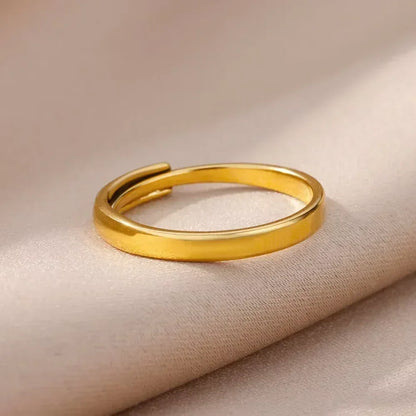 Stainless Steel Flower Open Rings For Women Trend Wedding Heart Jewelry Gold Color Geometric Hollow Ring Daily Accessories Gift