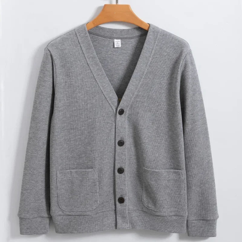 BROWON New Knitted Sweater Cardigan Men 2026 Autumn Solid Casual Man Clothes Korean Fashion 80% Cotton V-Neck Collar Sweater Men