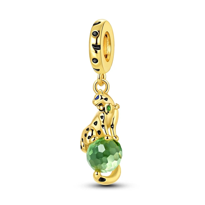 Golden Sunflower Leopard Poodle Charms Beads Fit Bracelet Nacklace Jewelry DIY Gifts For Women