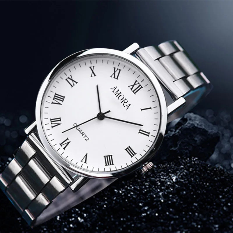 Fashion Fully Automatic Men Watches Casual Steel Band Male Sports Quartz Watch Clock Relogio Masculino Reloj Hombre