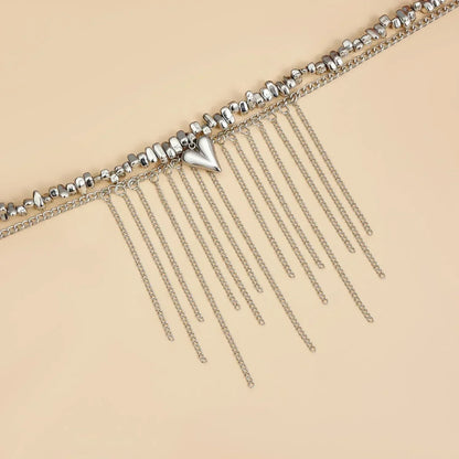 Fashion Heart Beaded Necklace for Women Boho Elegant Irregular Crystal Chain Y2K Choker Exquisite Party Gift Jewelry Accessories