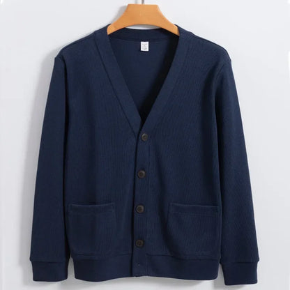 BROWON New Knitted Sweater Cardigan Men 2026 Autumn Solid Casual Man Clothes Korean Fashion 80% Cotton V-Neck Collar Sweater Men