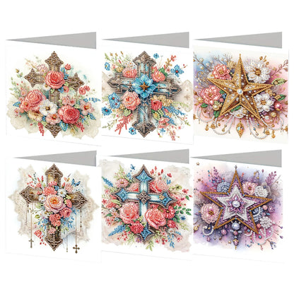 6Pcs DIY Diamond Painting Animal Flower Greeting Card Rinestone Embroidery Arts Craft Cards Kit Birthday Gift for Friend Gift