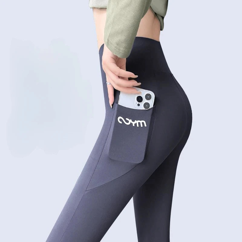 Horetong Women Sports Pants With Pocket High Waist Fitness Running Casual Streetwear Trousers Female Tight Workout Gym Clothing