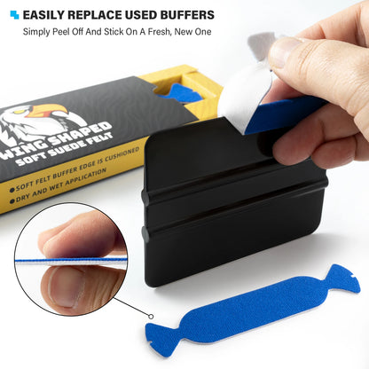 FOSHIO 10pcs/Box Soft Suede Felt Buffer Tools Wrapping Car Vinyl Squeegee Applicator Carbon Film Tinting Scraper Edge Protector
