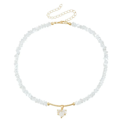Fashion Heart Beaded Necklace for Women Boho Elegant Irregular Crystal Chain Y2K Choker Exquisite Party Gift Jewelry Accessories